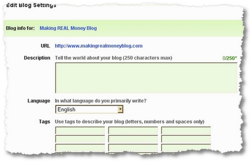 blog settings technorati