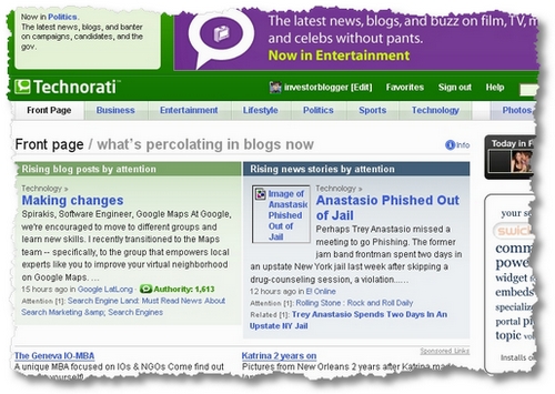 technorati frontpage