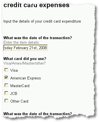 credit card expenses form live
