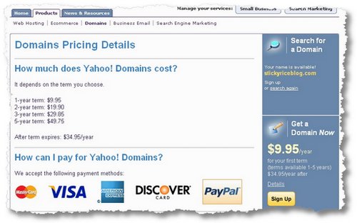 yahoo domains