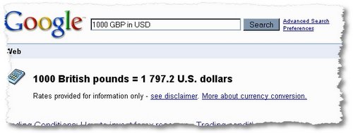 currency in Google